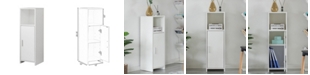 Basicwise Wooden Home Tall Freestanding Bathroom Vanity Linen Tower Organizer Cabinet